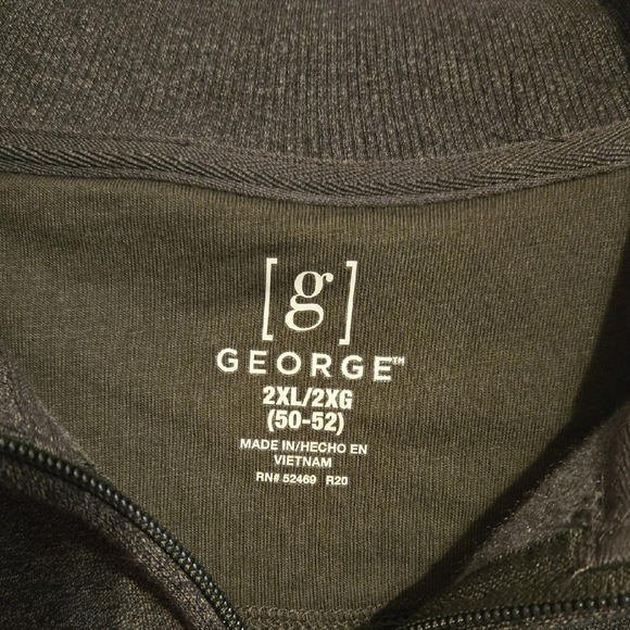 George Other - George Mens 2XL Dark Gray Quarter Zip Pullover Sweatshirt Long Sleeve